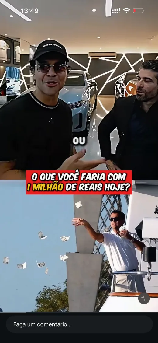 Corte vertical com entrevista, cena em barco e chamada em destaque.