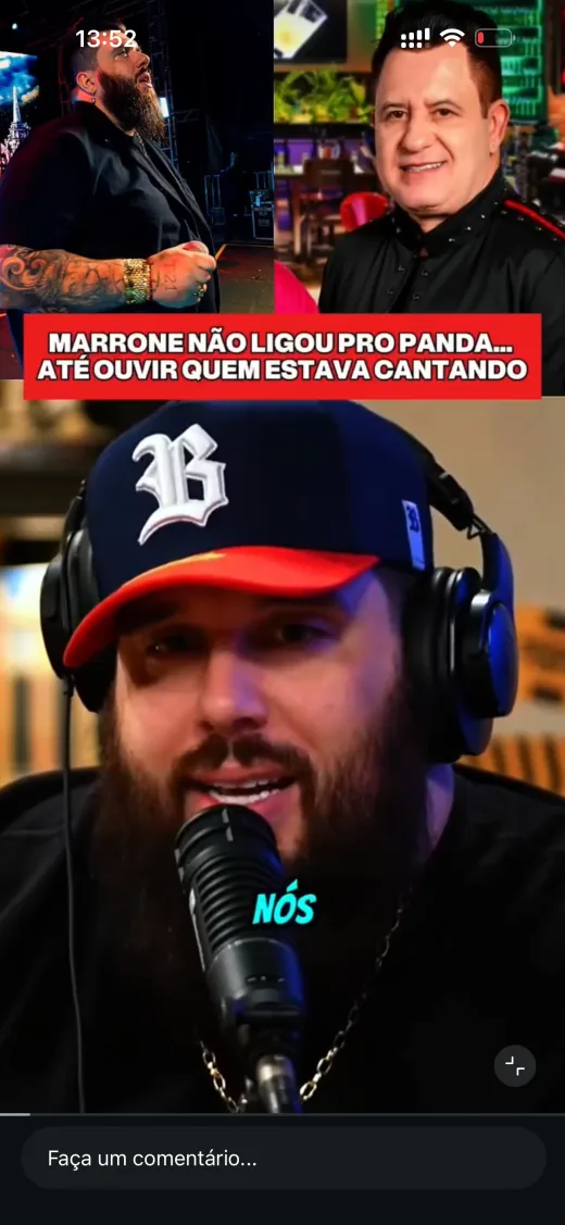 Corte de podcast musical com imagens de apoio e chamada central.